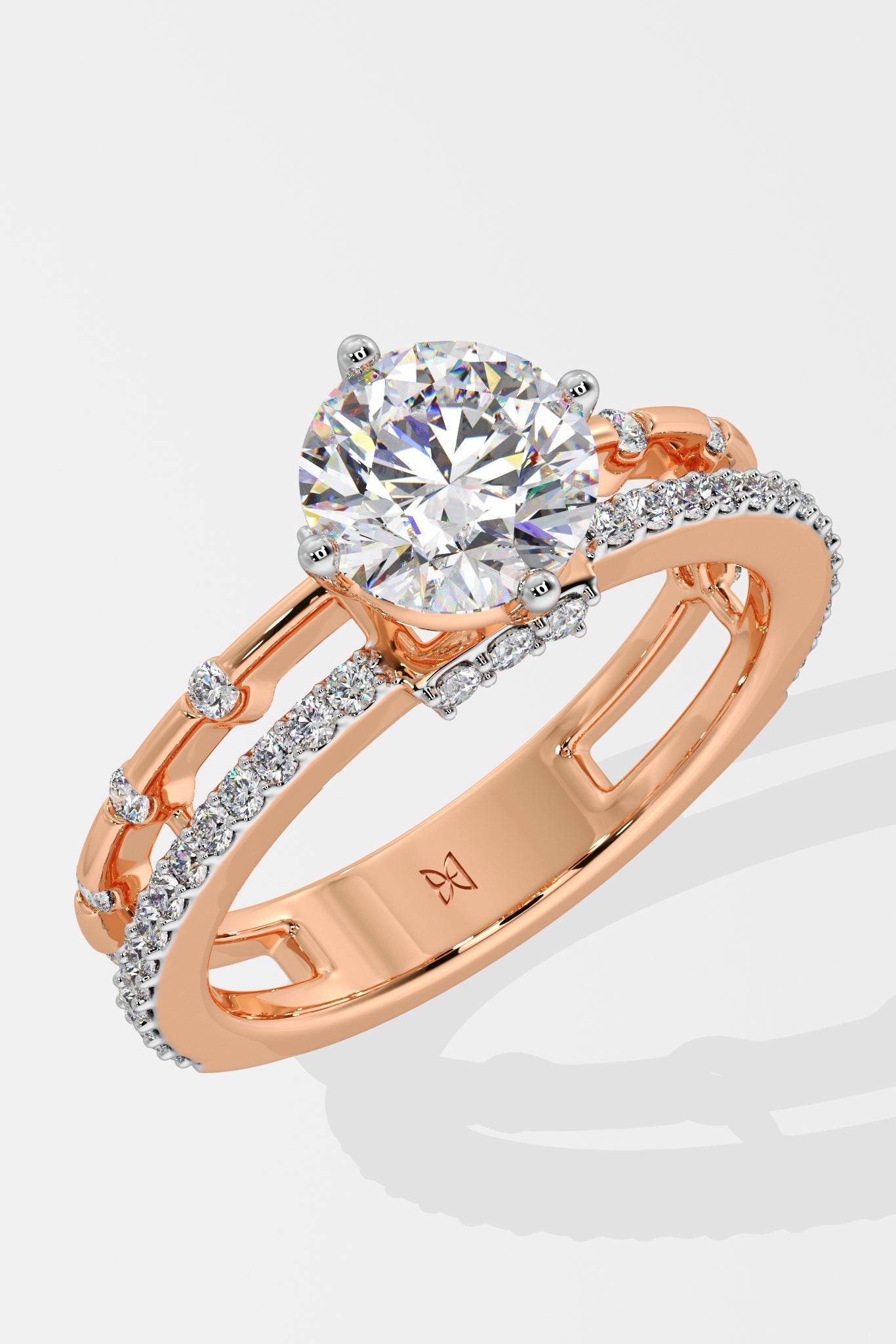 Stellar Twin Row Solitaire Ring - House Of Quadri