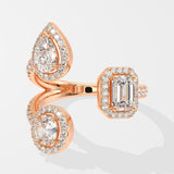 3 Stone Halo Gap Ring