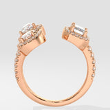 3 Stone Halo Gap Ring