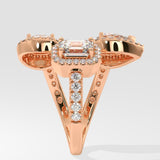 3 Stone Halo Gap Ring