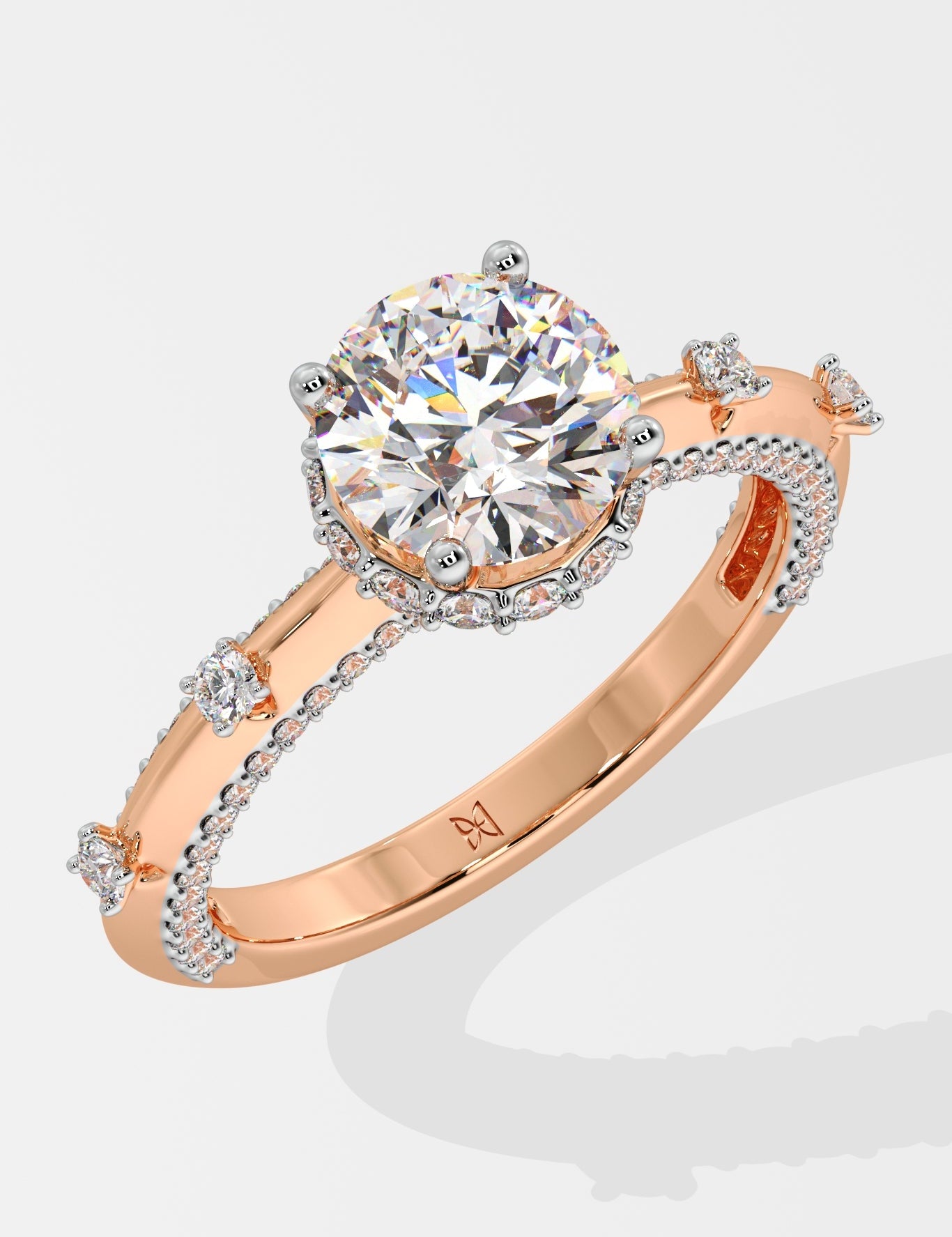 Empowered Invisible Halo Side Studded Solitaire Ring - House Of Quadri