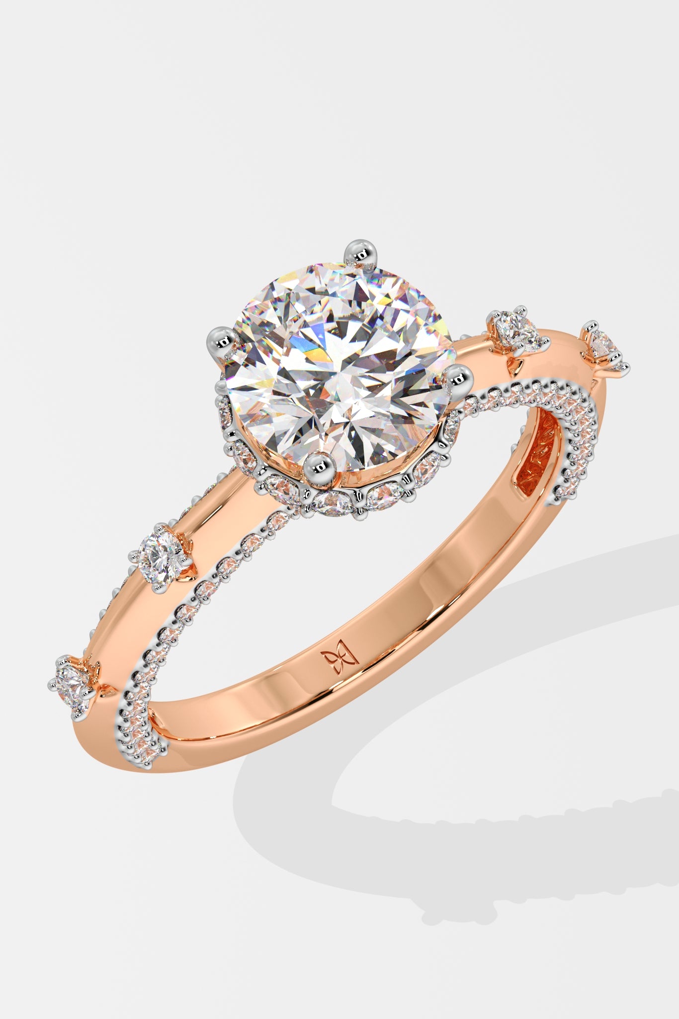 Empowered Invisible Halo Side Studded Solitaire Ring - House Of Quadri