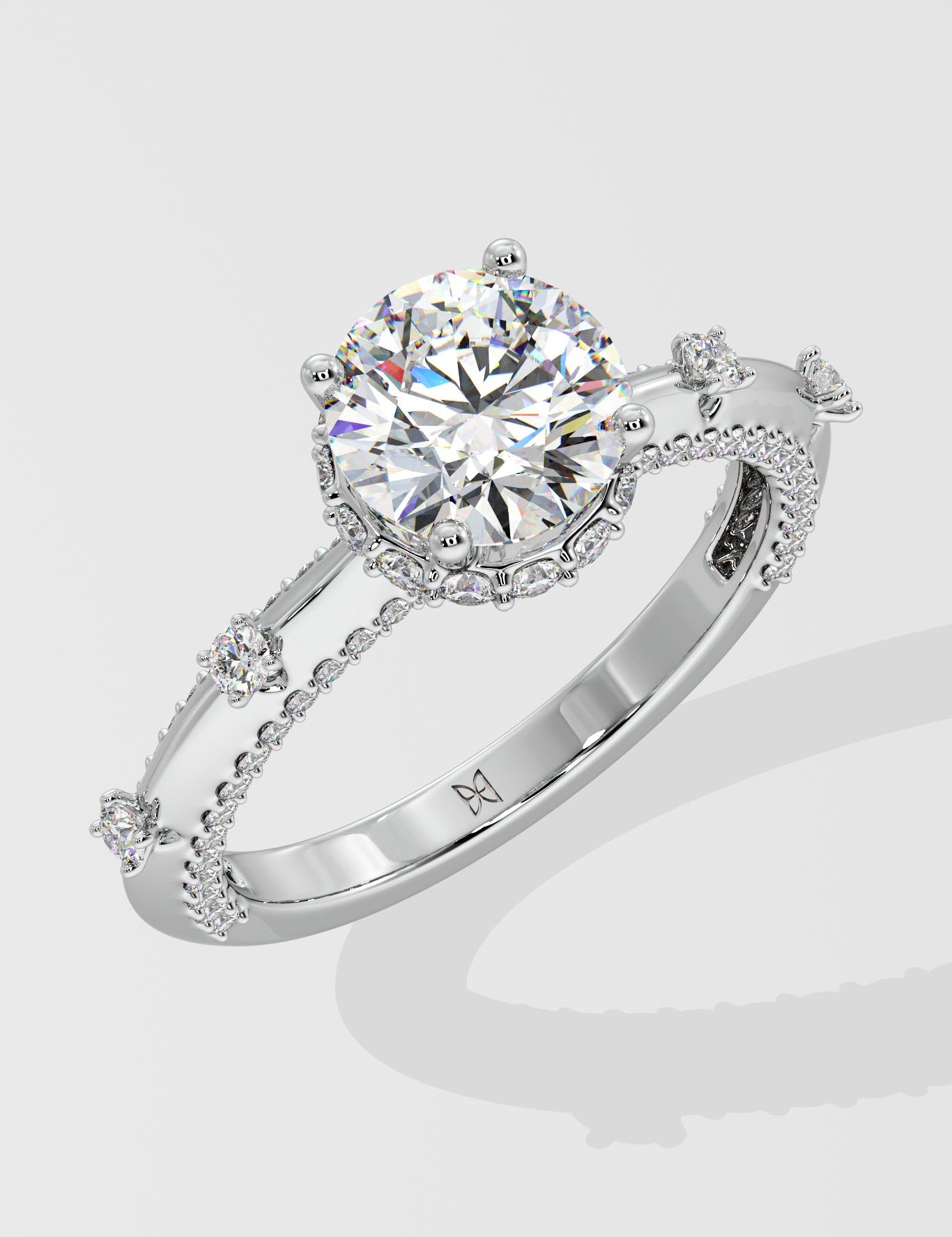 1.25 ct Invisible Halo Side Studded Solitaire Ring - House Of Quadri