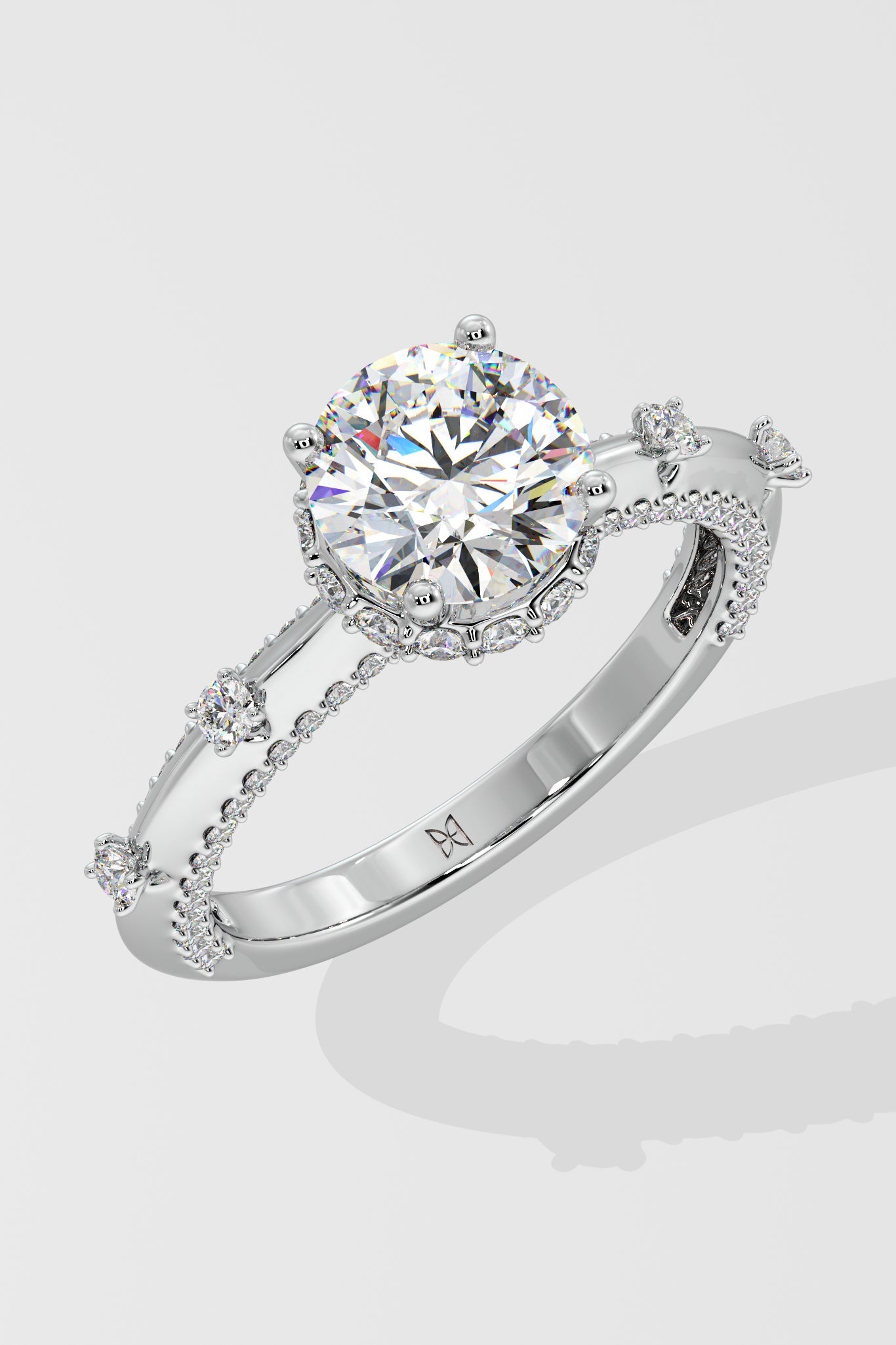 1.25 ct Invisible Halo Side Studded Solitaire Ring - House Of Quadri