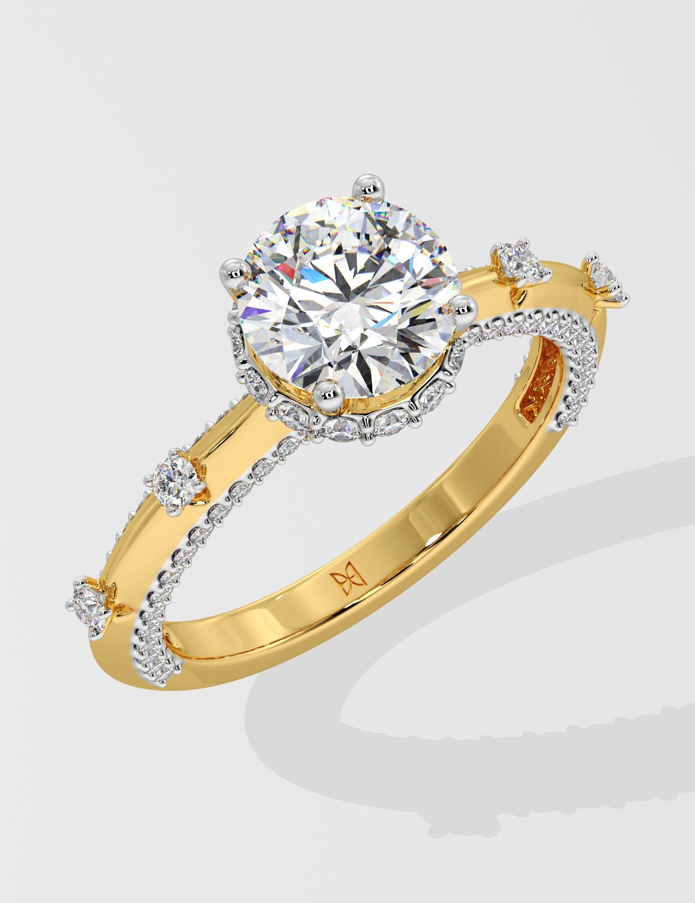 1.25 ct Invisible Halo Side Studded Solitaire Ring - House Of Quadri