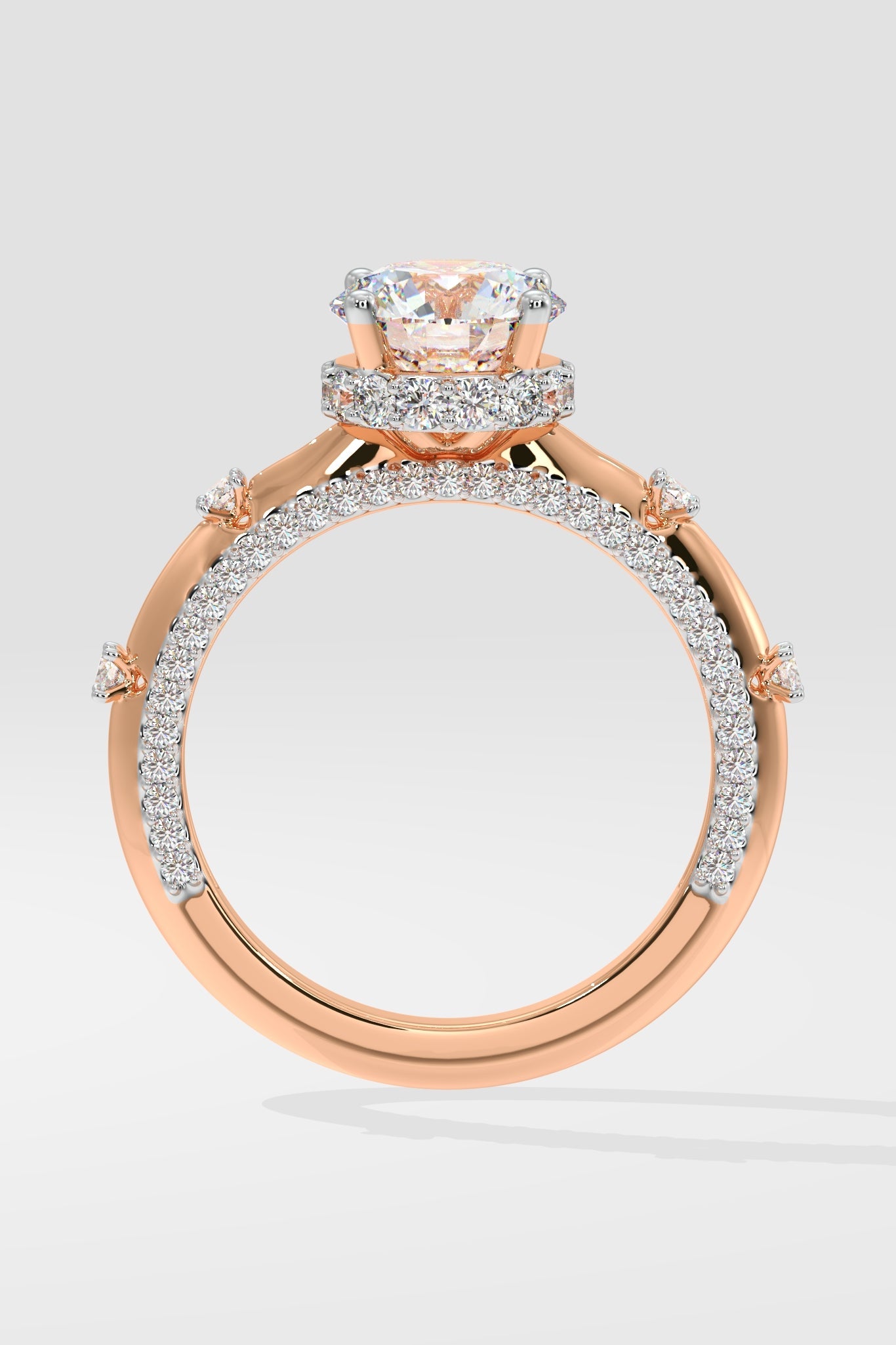 Stellar Invisible Halo Side Studded Solitaire Ring - House Of Quadri