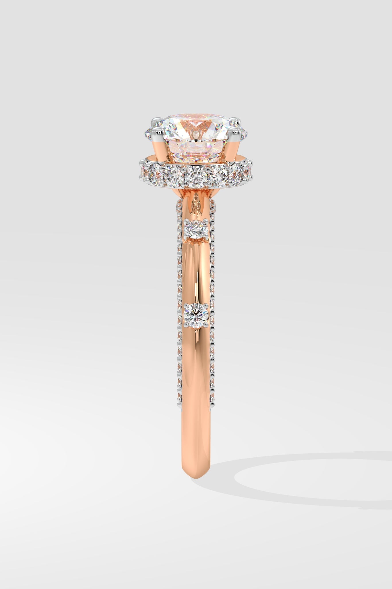 Stellar Invisible Halo Side Studded Solitaire Ring - House Of Quadri