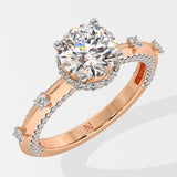 1.25 ct Invisible Halo Side Studded Solitaire Diamond Ring