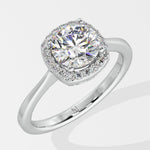 T-Shirt Cushion Halo Solitaire Ring - House Of Quadri