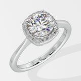 T-Shirt Cushion Halo Solitaire Ring - House Of Quadri