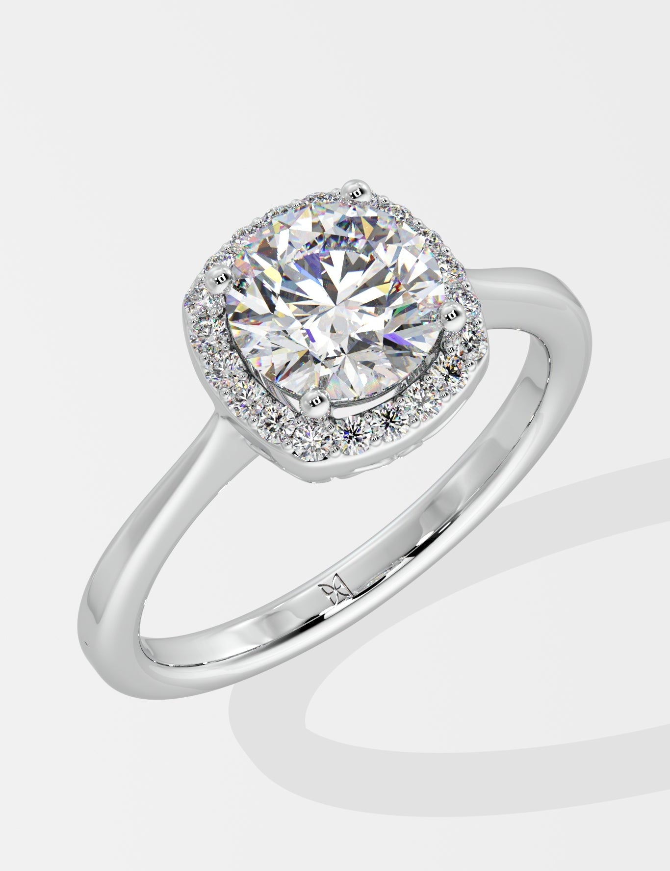 T-Shirt Cushion Halo Solitaire Ring - House Of Quadri