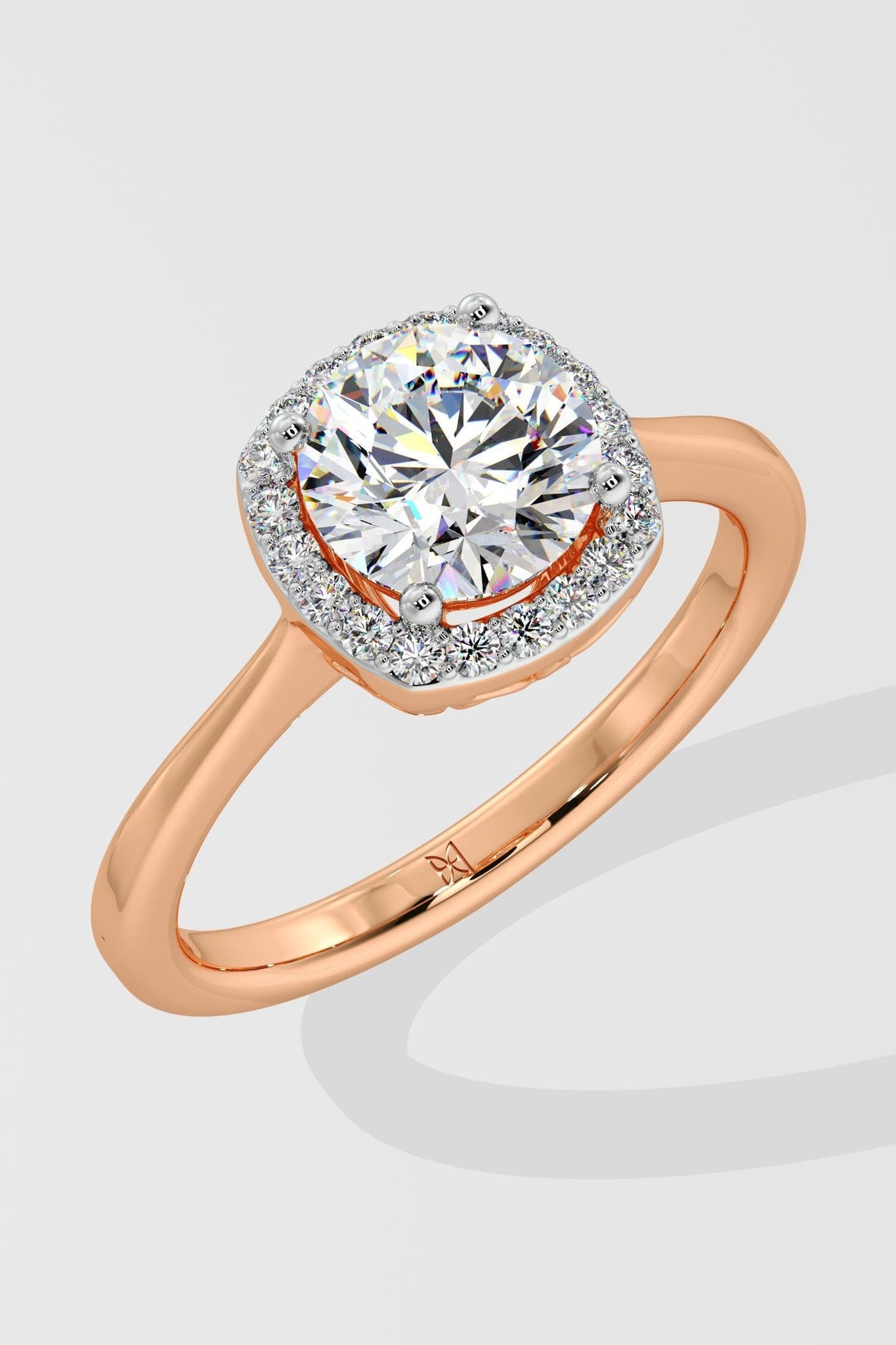 ct Cushion Halo Solitaire Diamond Ring