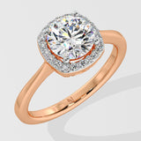 1 ct Cushion Halo Solitaire Diamond Ring