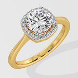 1 ct Cushion Halo Solitaire Diamond Ring