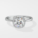 1 ct Cushion Halo Solitaire Diamond Ring