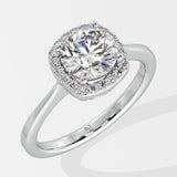 1 ct Cushion Halo Solitaire Diamond Ring