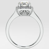 1 ct Cushion Halo Solitaire Diamond Ring