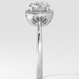 1 ct Cushion Halo Solitaire Diamond Ring