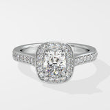 1 ct Accented Halo Cushion Solitaire Ring - House Of Quadri
