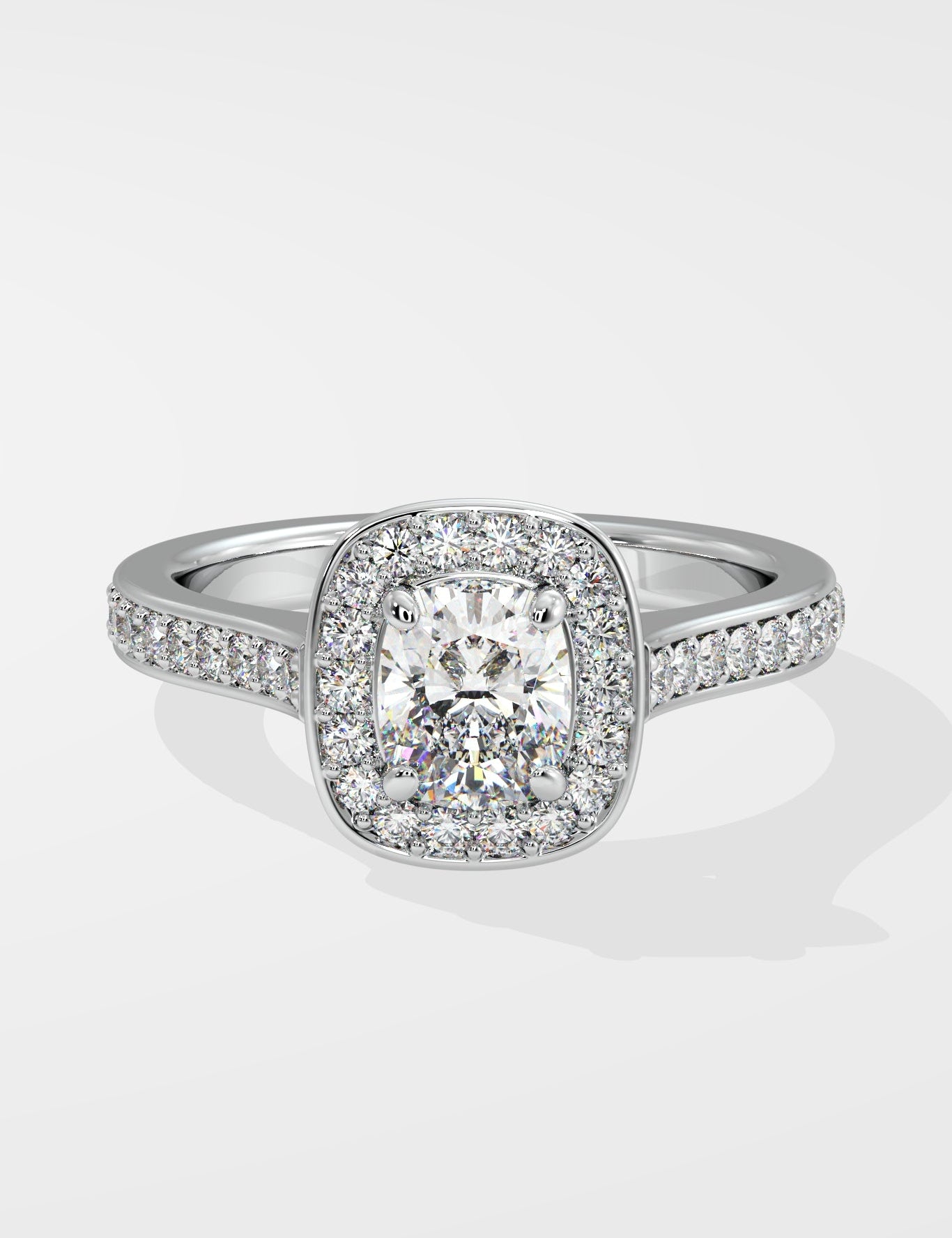 1 ct Accented Halo Cushion Solitaire Ring - House Of Quadri