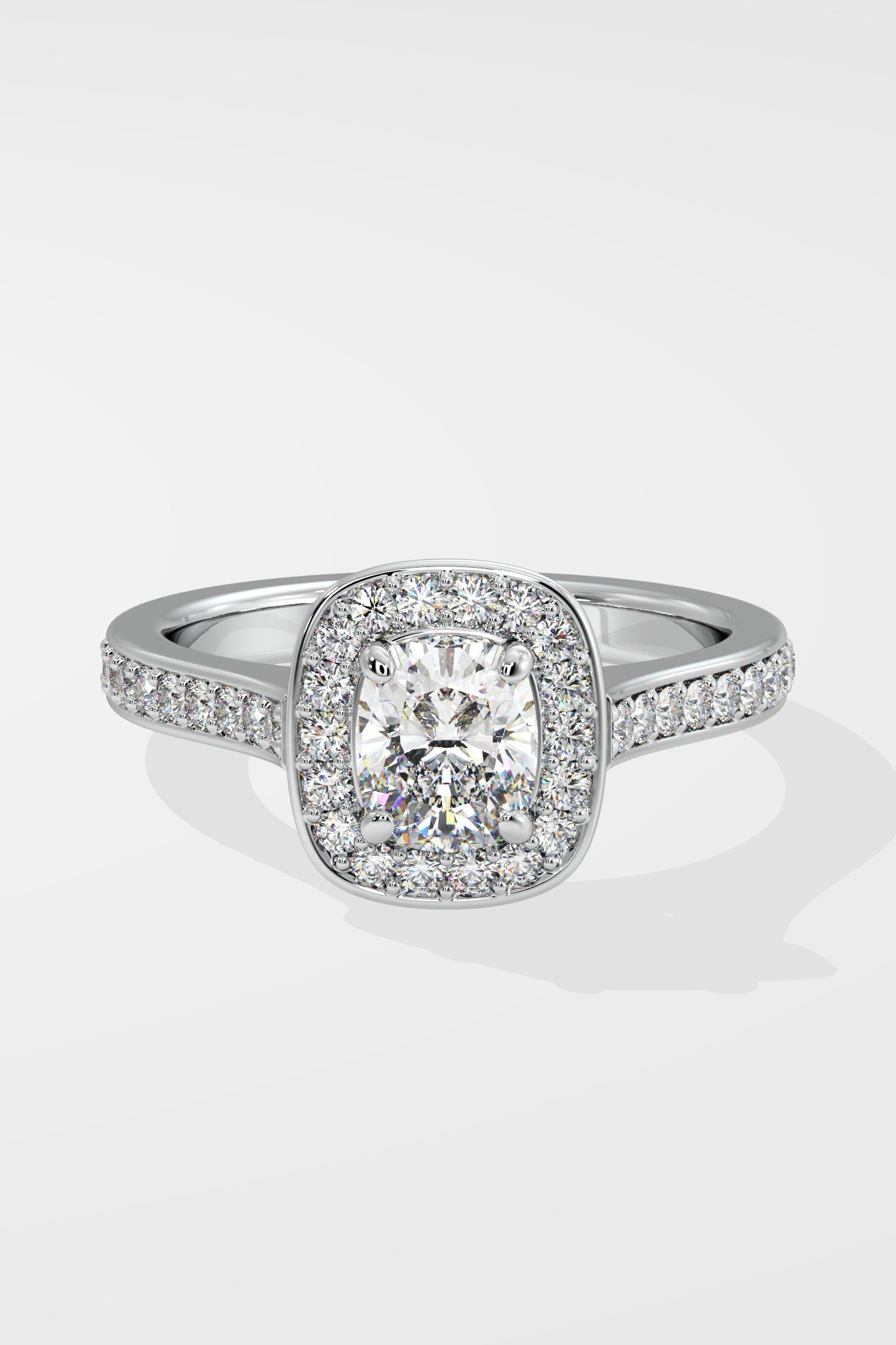 1 ct Accented Halo Cushion Solitaire Ring - House Of Quadri