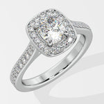 1 ct Accented Halo Cushion Solitaire Ring - House Of Quadri