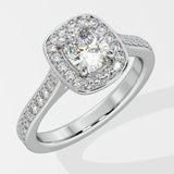 1 ct Accented Halo Cushion Solitaire Ring - House Of Quadri