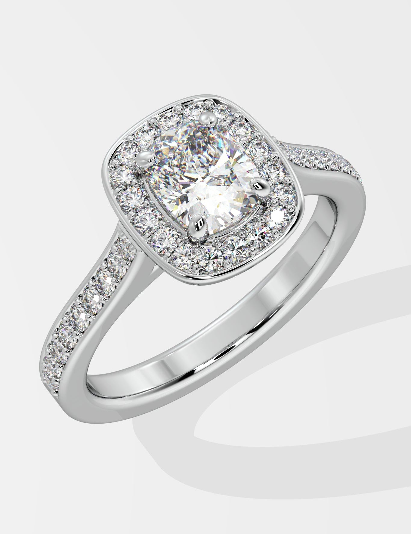 1 ct Accented Halo Cushion Solitaire Ring - House Of Quadri