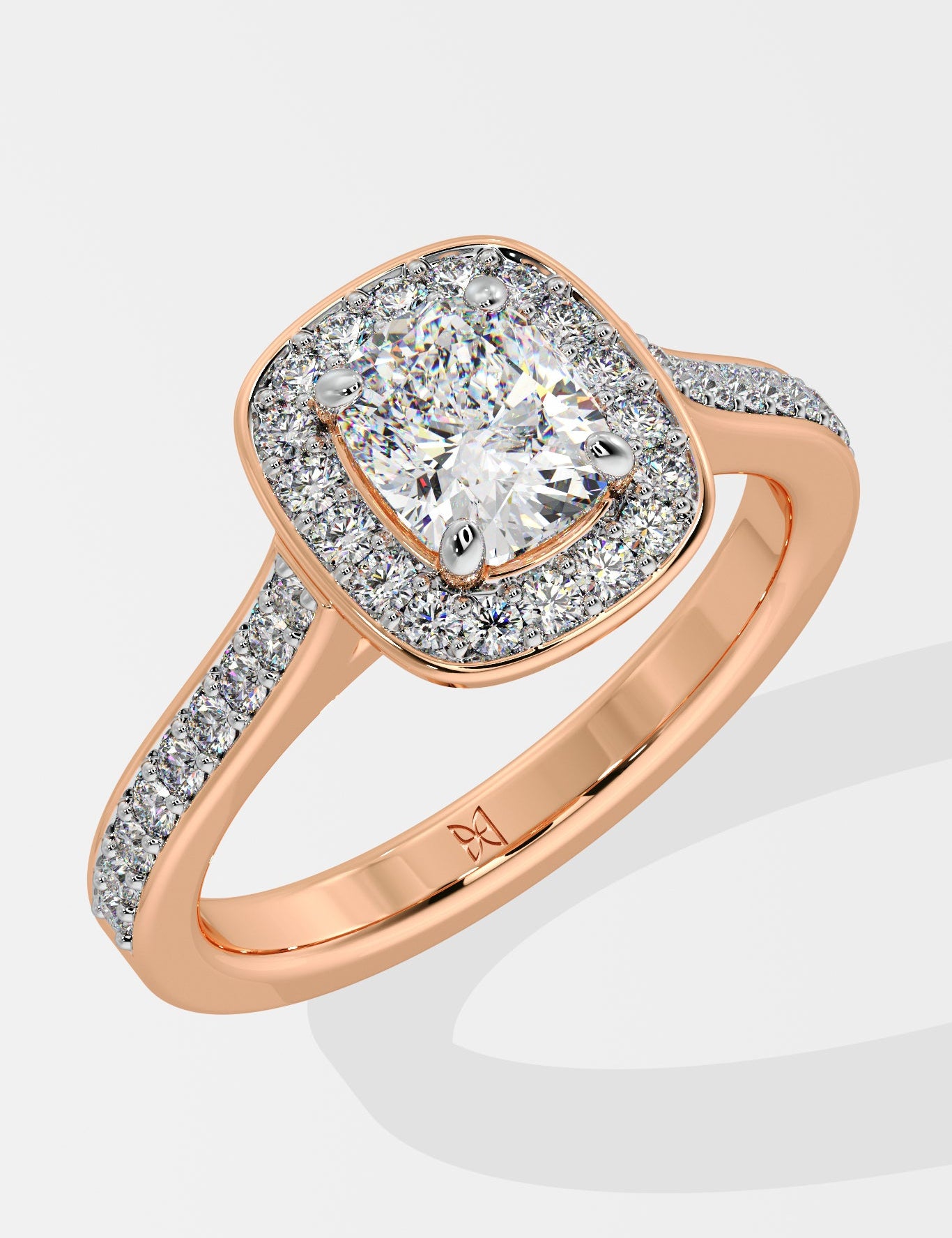 1 ct Accented Halo Cushion Solitaire Ring - House Of Quadri