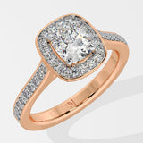 1 ct Accented Halo Cushion Solitaire Diamond Ring