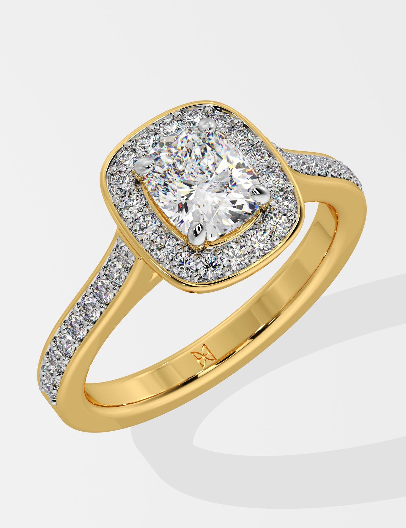 1 ct Accented Halo Cushion Solitaire Ring - House Of Quadri