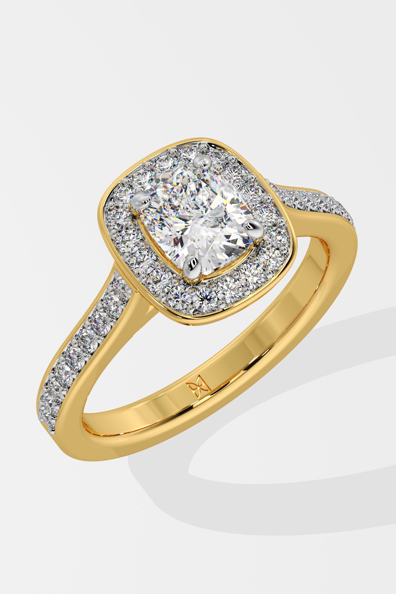 1 ct Accented Halo Cushion Solitaire Ring - House Of Quadri
