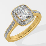 1 ct Accented Halo Cushion Solitaire Diamond Ring