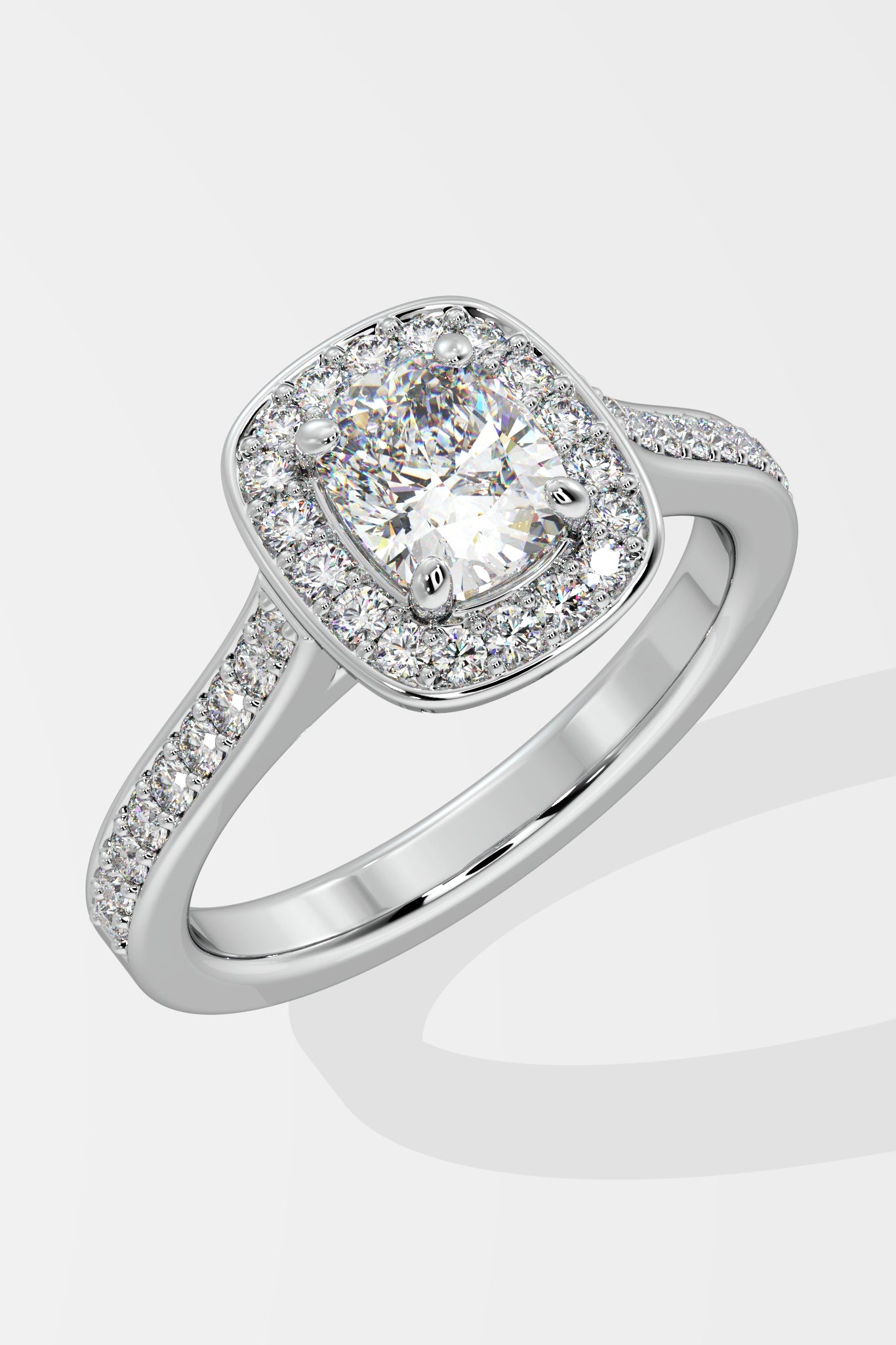 1 ct Accented Halo Cushion Solitaire Ring - House Of Quadri
