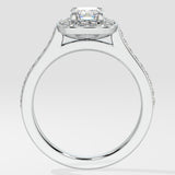 1 ct Accented Halo Cushion Solitaire Diamond Ring