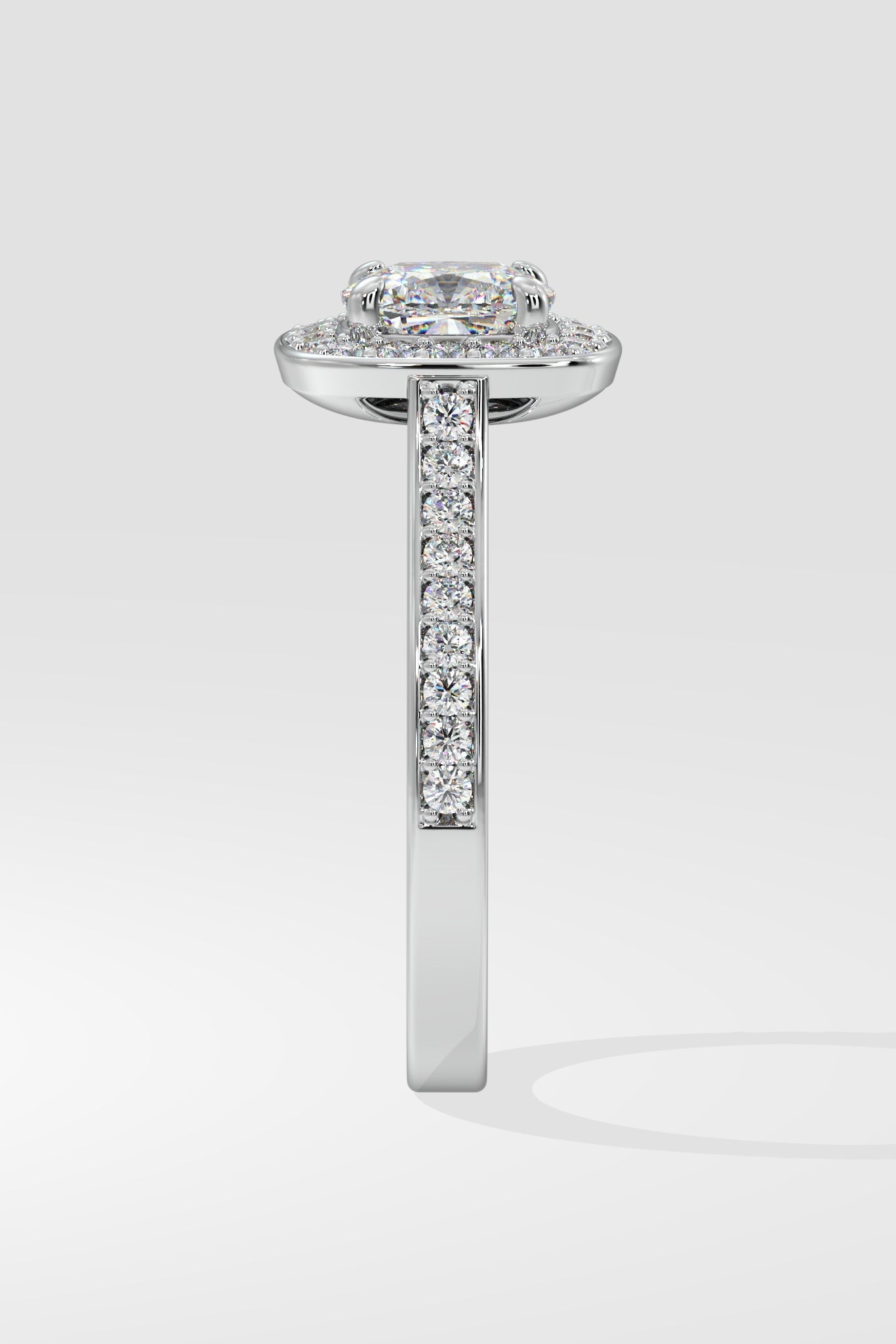 1 ct Accented Halo Cushion Solitaire Ring - House Of Quadri