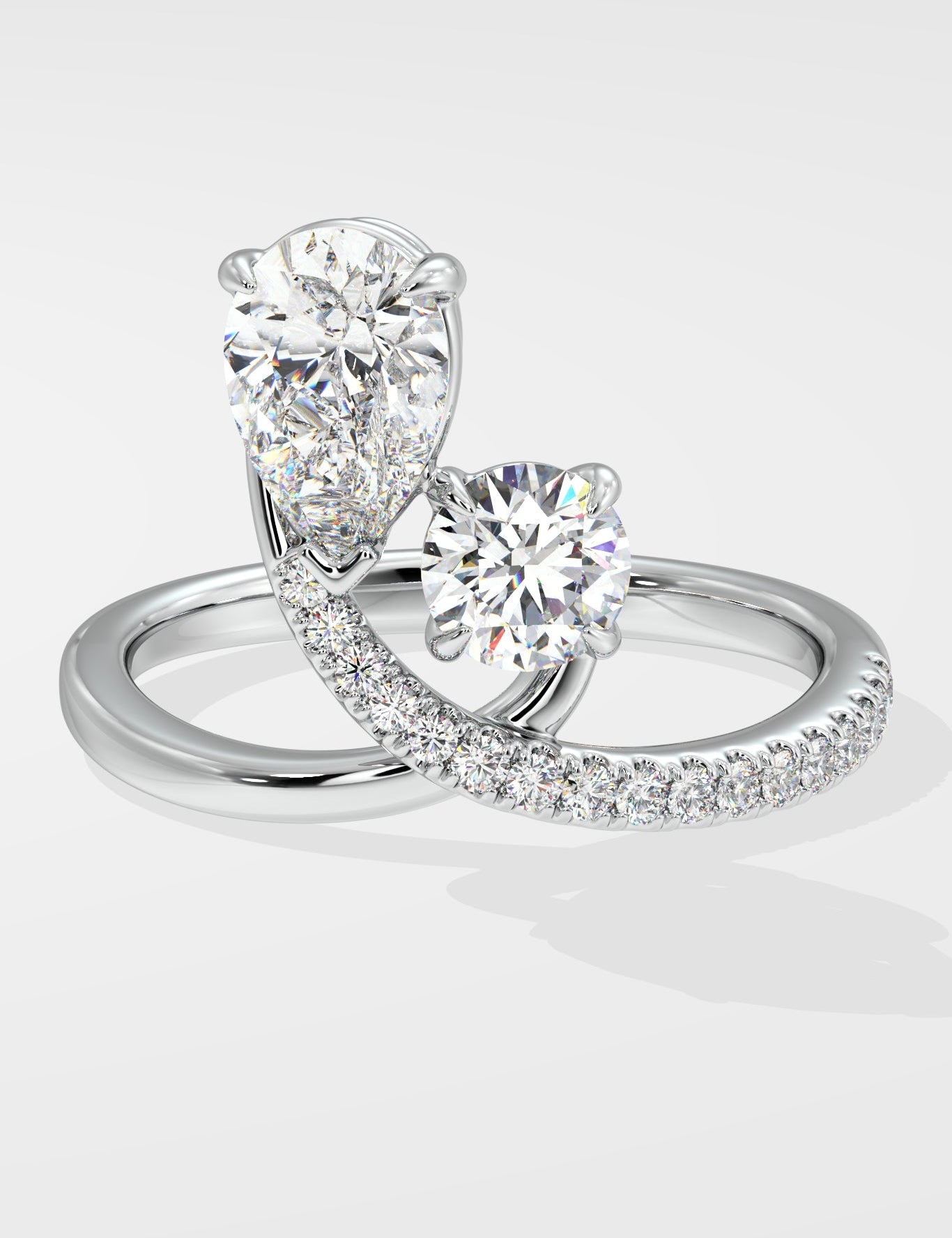 Empowered Two Stone Pear & Round Ring - House Of Quadri