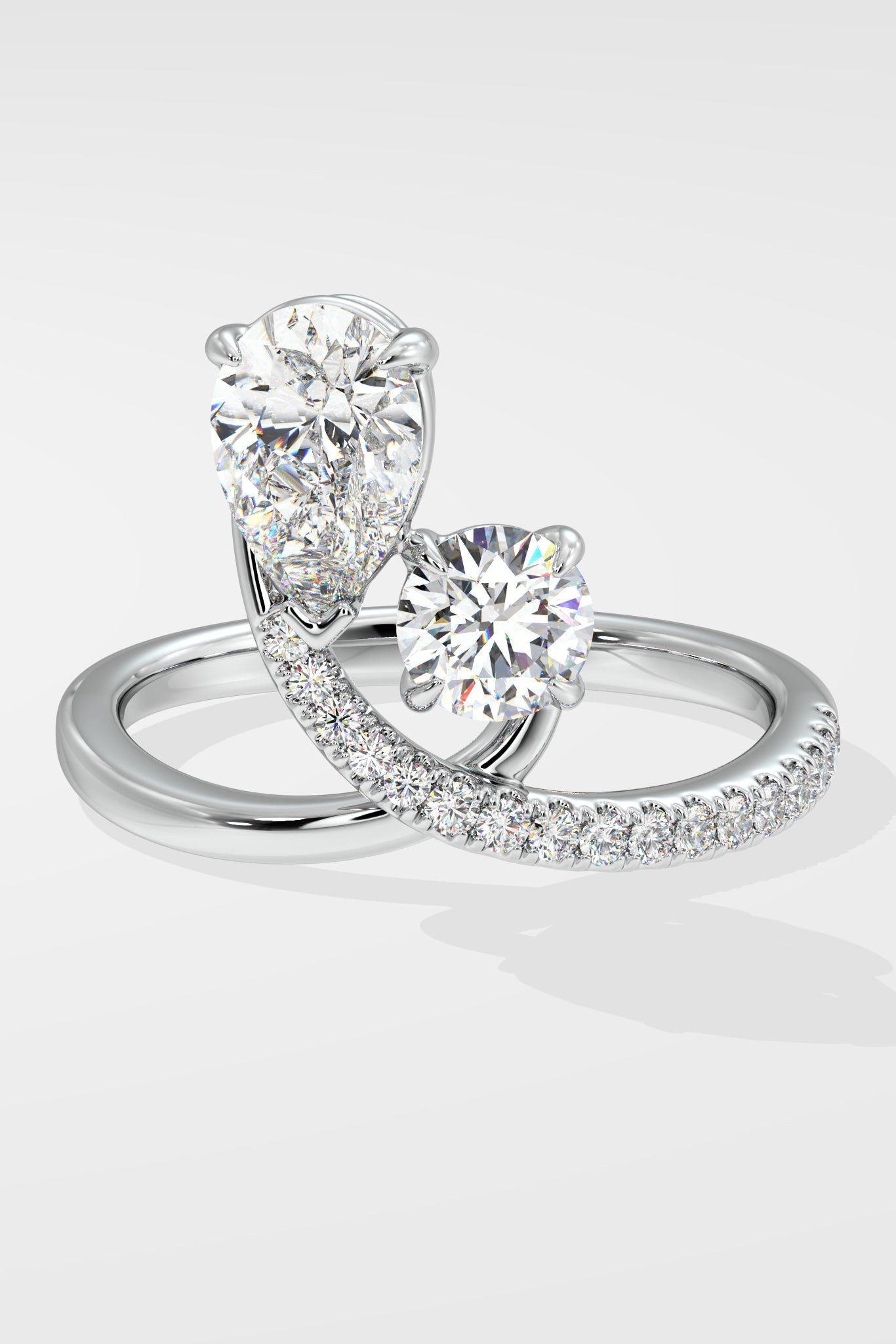 Empowered Two Stone Pear & Round Ring - House Of Quadri