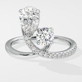 Two Stone Pear & Round Diamond Ring
