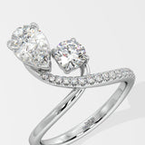 Empowered Two Stone Pear & Round Ring - House Of Quadri