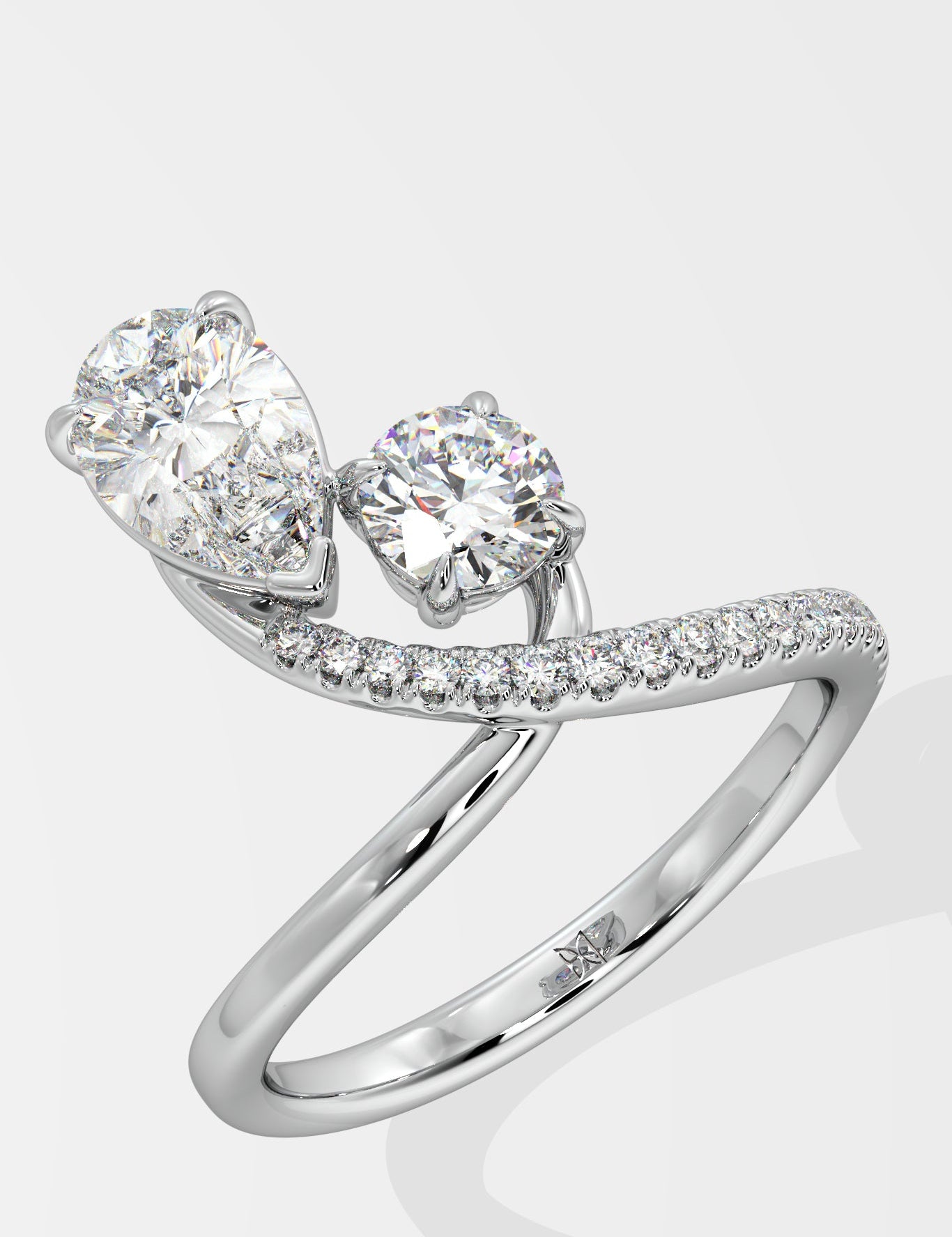 Empowered Two Stone Pear & Round Ring - House Of Quadri