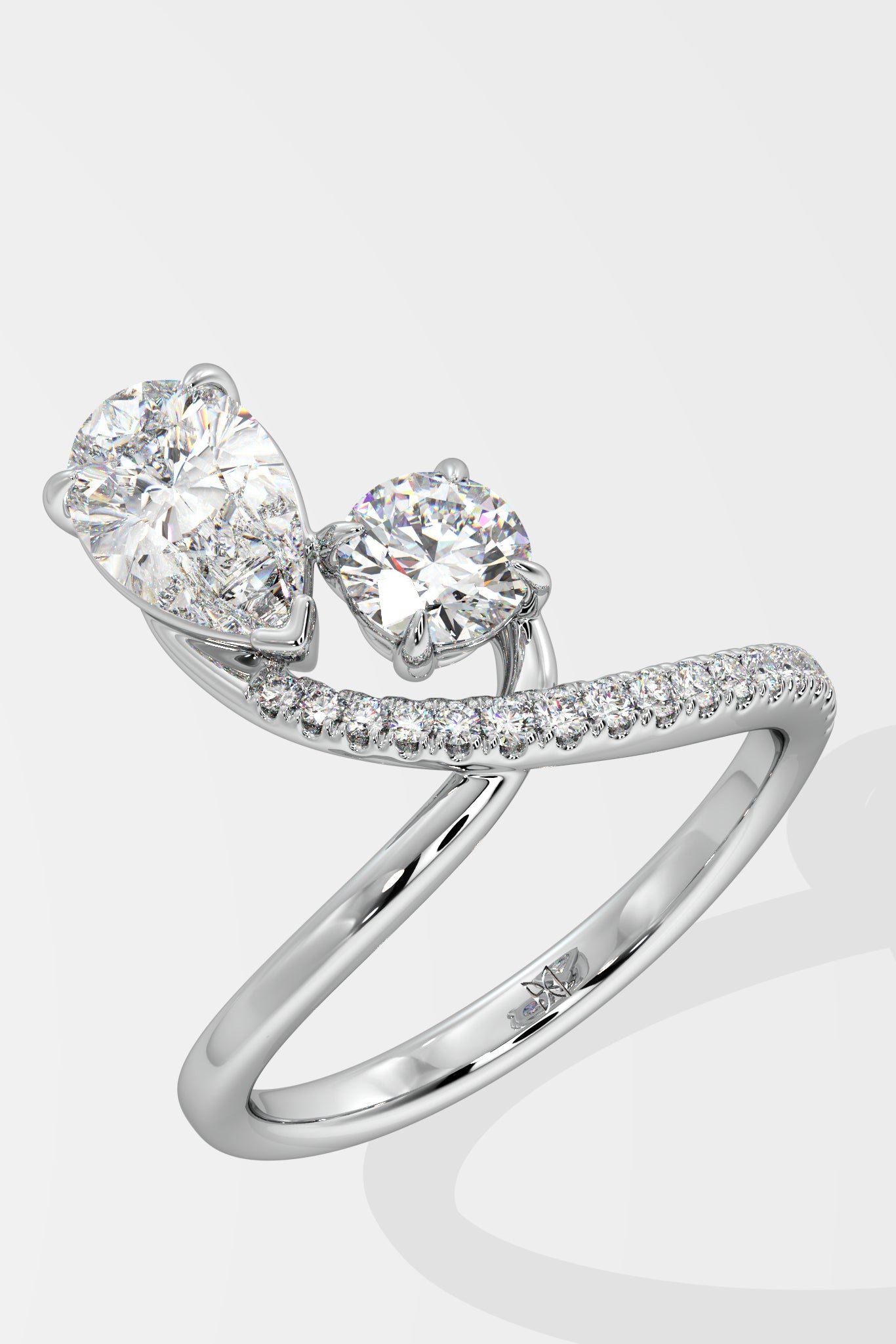 Empowered Two Stone Pear & Round Ring - House Of Quadri