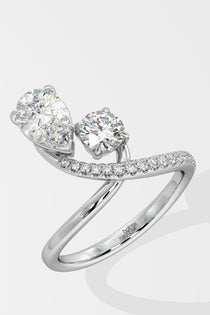 Empowered Two Stone Pear & Round Ring - House Of Quadri