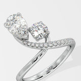 Two Stone Pear & Round Diamond Ring