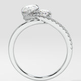 Two Stone Pear & Round Diamond Ring