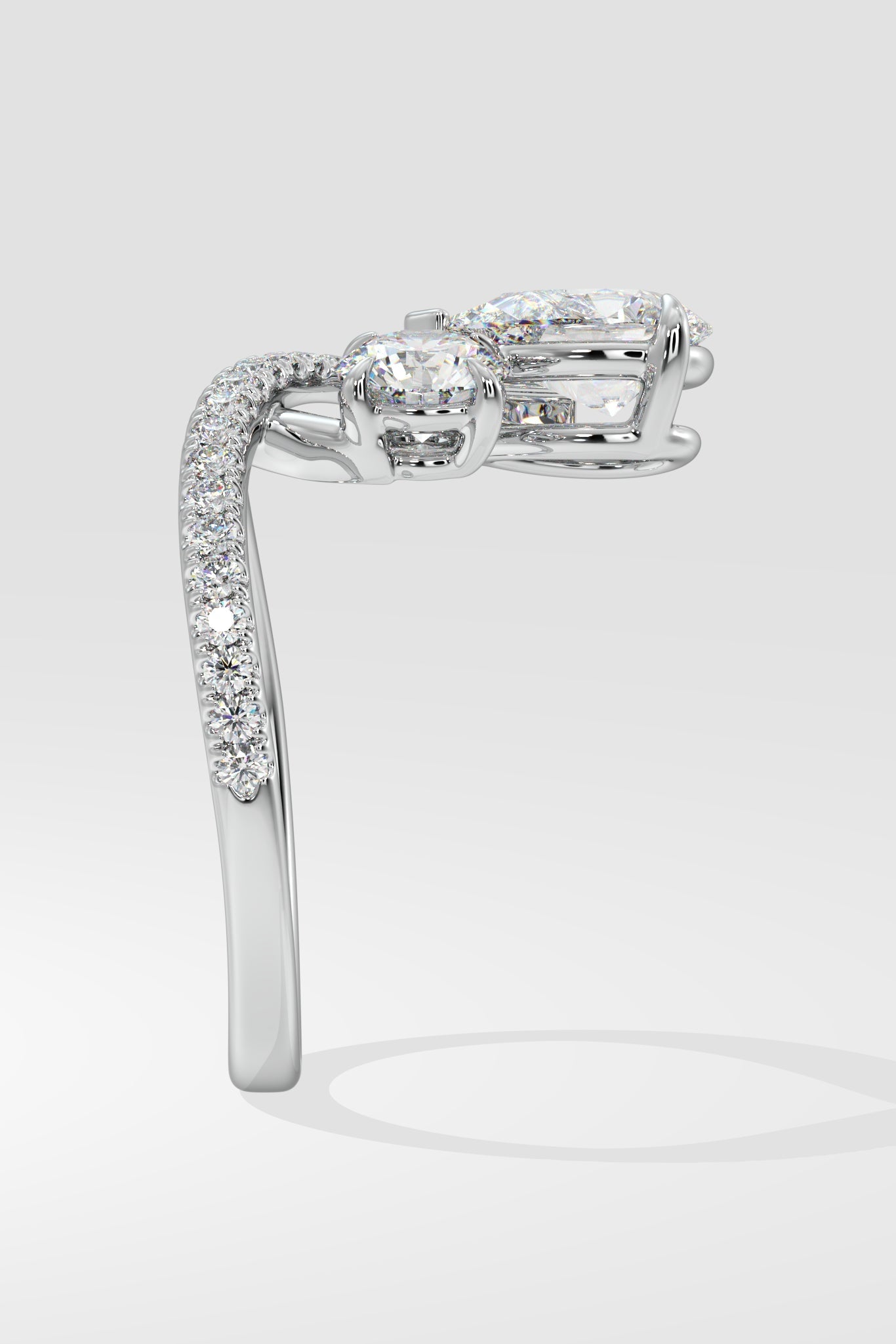 Empowered Two Stone Pear & Round Ring - House Of Quadri