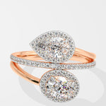 Empowered Two Stone Halo Solitaire Ring - House Of Quadri
