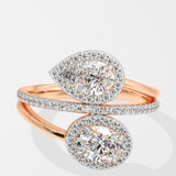 Two Stone Halo Solitaire Ring