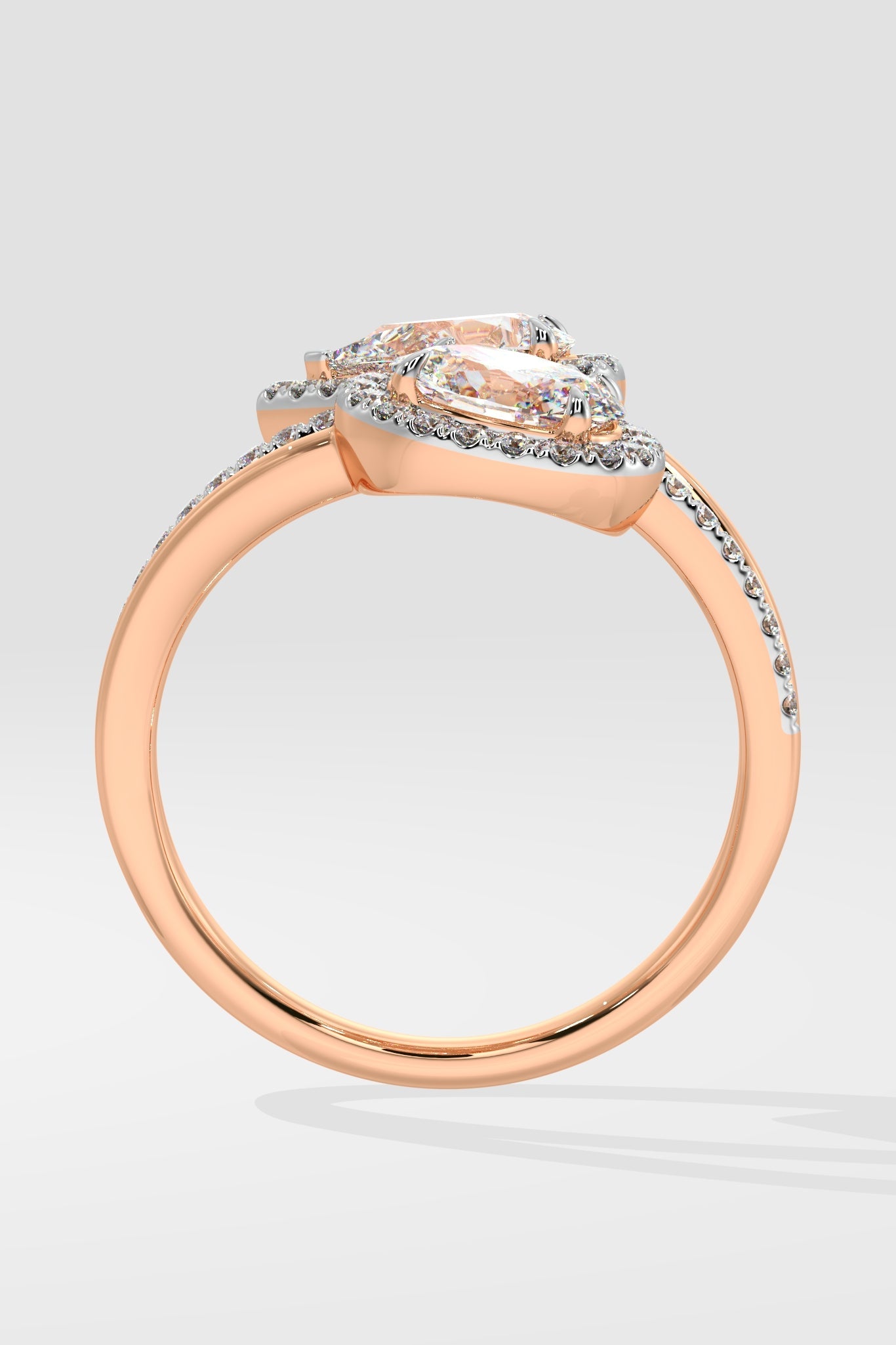Empowered Two Stone Halo Solitaire Ring - House Of Quadri
