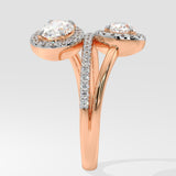 Two Stone Halo Solitaire Ring